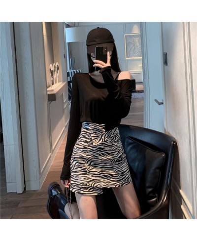 Skirts Women Irregular Slim Fashion Empire Casual Daily Streetwear Sexy Girls Abdomen Mini All-match Chic Zebra-striped Popul...