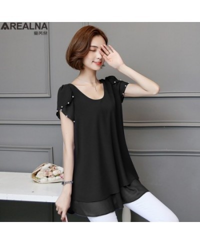 Fashion Blouses Women Tops and Blouse black/Pink Summer Short sleeve Loose Blouse Women Blouse Woman Ladies Shirts 5XL blusas...