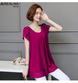 Fashion Blouses Women Tops and Blouse black/Pink Summer Short sleeve Loose Blouse Women Blouse Woman Ladies Shirts 5XL blusas...