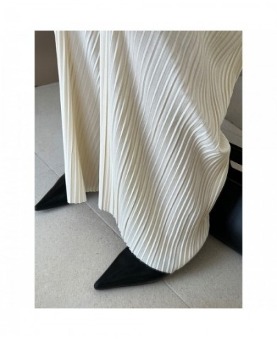 Solid Pleated Wide Leg Pants Green Beige Women's Summer New Loose Casual Pleated Thin Women Pleated Pants $48.32 - Bottoms