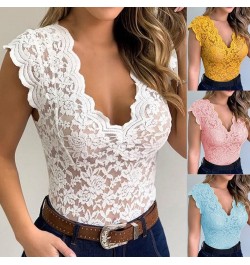 Women Sexy V Neck Lace Vest Top Sleeveless Solid Wire Free Tops Female Elegant Clothing Ladies Casual Plus Size Underwear $21...