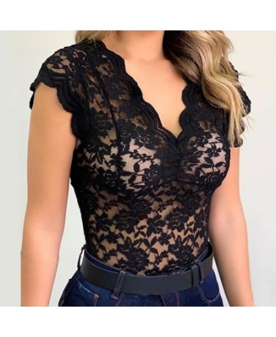 Women Sexy V Neck Lace Vest Top Sleeveless Solid Wire Free Tops Female Elegant Clothing Ladies Casual Plus Size Underwear $21...