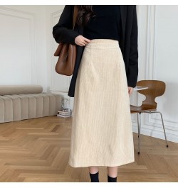 Autumn Long Skirts Women High Waist A-line Solid Color Simple Vintage Elegant Ladies All-match Korean Style Mujer Clothing $2...