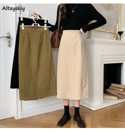 Autumn Long Skirts Women High Waist A-line Solid Color Simple Vintage Elegant Ladies All-match Korean Style Mujer Clothing $2...