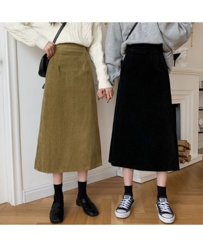 Autumn Long Skirts Women High Waist A-line Solid Color Simple Vintage Elegant Ladies All-match Korean Style Mujer Clothing $2...