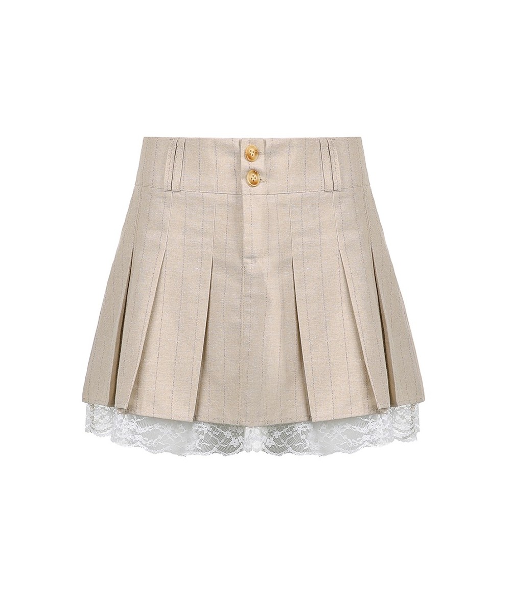 Khaki Lace Pleated Skirts Vintage High Waisted Mini Skirts y2k Prepply Korean Style Short Skirts Women Cosplay Buttom $40.26 ...