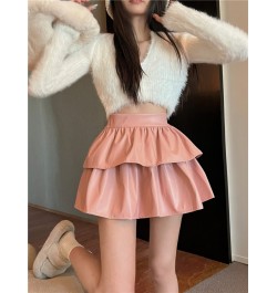 Sexy Skirts Women PU Leather High Waist Solid Autumn Winter Moto Biker Ruffles Puffy Layered Underskirt Ladies Mini Skirt $39...