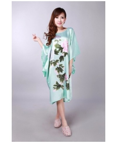 Blue Ladies Robe Summer Pajamas Chinese Women Rayon Sleepwear Kimono Bath Gown Nightgown Kaftan Yukata One Size M01 $32.14 - ...