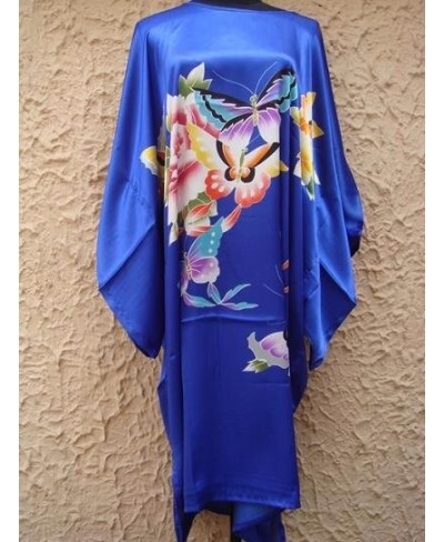 Blue Ladies Robe Summer Pajamas Chinese Women Rayon Sleepwear Kimono Bath Gown Nightgown Kaftan Yukata One Size M01 $32.14 - ...