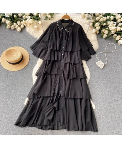 Women's Solid Color Y2k Ruffle Loose Long Beaded Dress Vestido Female Slim Sweet Korea Chic Girl's Summer 2023 SM3182 $56.05 ...