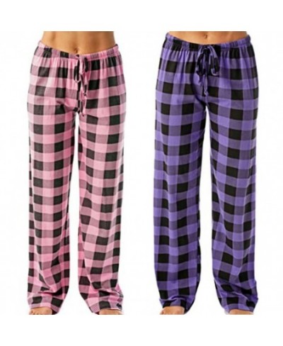 Exquisite Lightweight Plaid Cotton Ladies Pajama Trousers Sleep Pants for Wife $28.22 - Sleepwears