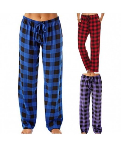 Exquisite Lightweight Plaid Cotton Ladies Pajama Trousers Sleep Pants for Wife $28.22 - Sleepwears