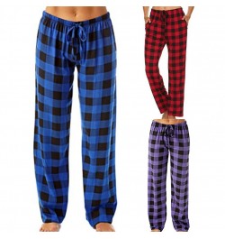 Exquisite Lightweight Plaid Cotton Ladies Pajama Trousers Sleep Pants for Wife $28.22 - Sleepwears