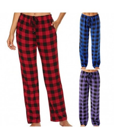 Exquisite Lightweight Plaid Cotton Ladies Pajama Trousers Sleep Pants for Wife $28.22 - Sleepwears