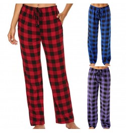 Exquisite Lightweight Plaid Cotton Ladies Pajama Trousers Sleep Pants for Wife $28.22 - Sleepwears