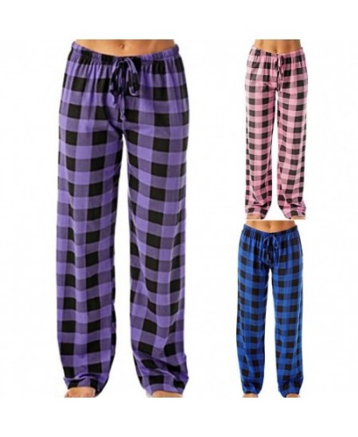 Exquisite Lightweight Plaid Cotton Ladies Pajama Trousers Sleep Pants for Wife $28.22 - Sleepwears