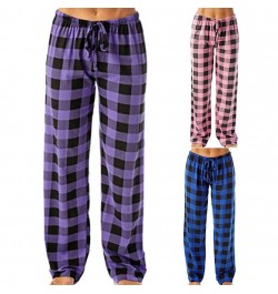 Exquisite Lightweight Plaid Cotton Ladies Pajama Trousers Sleep Pants for Wife $28.22 - Sleepwears