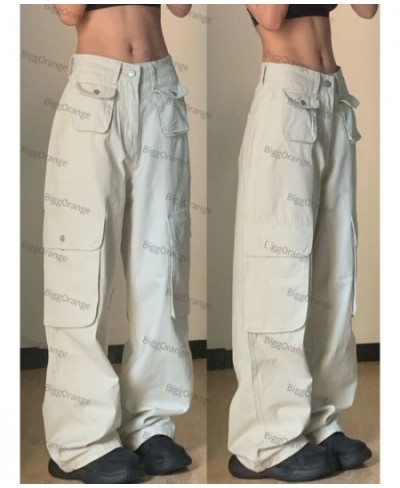 American retro street multi pocket work clothes women jeans large loose high waist straight wide leg loose casual pants $56.2...