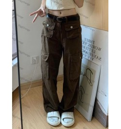 American retro street multi pocket work clothes women jeans large loose high waist straight wide leg loose casual pants $56.2...