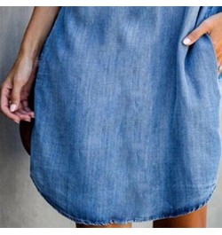 Denim Dress Women Short Sleeve Pockets Zipper Irregular Hem Knee-length Loose Dress Set Summer Dresses for Women 2022 $34.93 ...