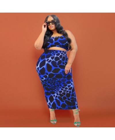 Plus Size Women 5xl Sets Sleeveless Print Tops And Skirts 2022 Summer Fashion Two Piece Set Lady Sexy Bodysuit Clothes $41.29...