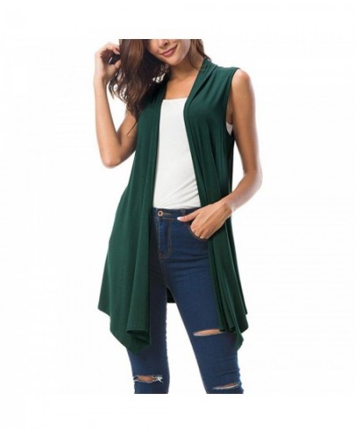 Women's Sleeveless Draped Open Front Cardigan Vest Asymmetric Hem Tops Ladies Casual Loose Vintage Long Cardigans Female $26....