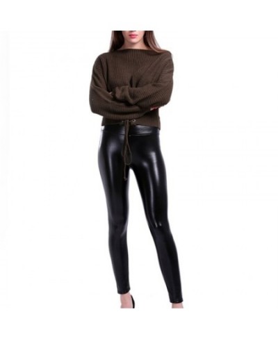 Fashion Leather Pencil Pants Street Casual Chaparajos Outfit Women Slim Trousers Blegging Pants Lederhose $24.99 - Bottoms