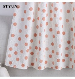 Floral polka dots cotton women's skirt 2022 summer three-dimensional decoration elastic waist A-line mid-calf skirts for wome...