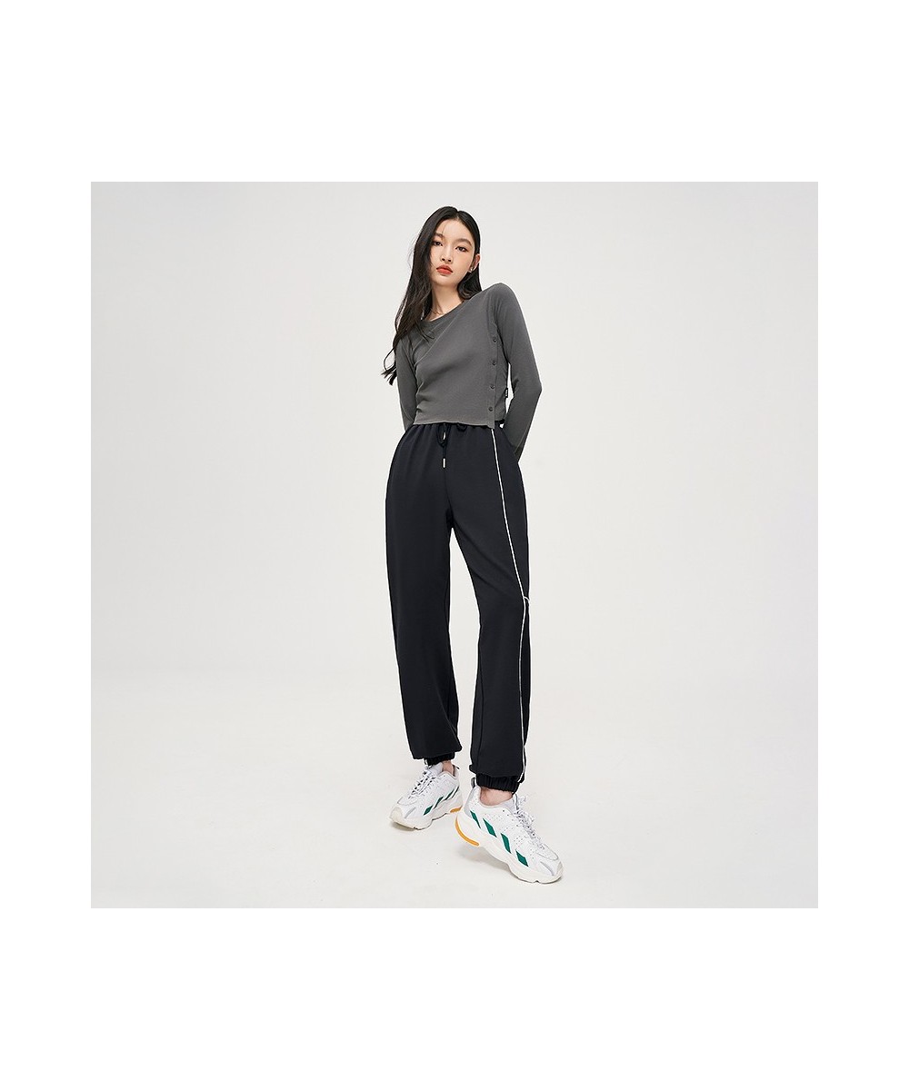 Women Sweatpants 2022 Autumn Elastic Waist Trousers Solid Contrast Color Chic Casual Streetwear Jogger $50.82 - Pants & Capris