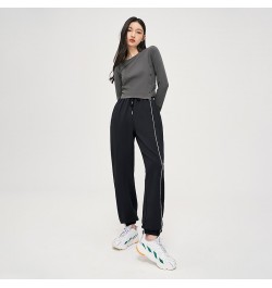 Women Sweatpants 2022 Autumn Elastic Waist Trousers Solid Contrast Color Chic Casual Streetwear Jogger $50.82 - Pants & Capris