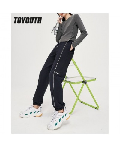 Women Sweatpants 2022 Autumn Elastic Waist Trousers Solid Contrast Color Chic Casual Streetwear Jogger $50.82 - Pants & Capris