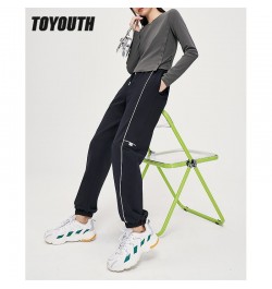 Women Sweatpants 2022 Autumn Elastic Waist Trousers Solid Contrast Color Chic Casual Streetwear Jogger $50.82 - Pants & Capris