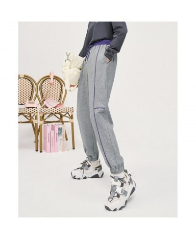 Women Sweatpants 2022 Autumn Elastic Waist Trousers Solid Contrast Color Chic Casual Streetwear Jogger $50.82 - Pants & Capris