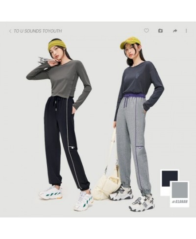 Women Sweatpants 2022 Autumn Elastic Waist Trousers Solid Contrast Color Chic Casual Streetwear Jogger $50.82 - Pants & Capris