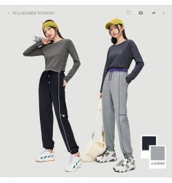 Women Sweatpants 2022 Autumn Elastic Waist Trousers Solid Contrast Color Chic Casual Streetwear Jogger $50.82 - Pants & Capris