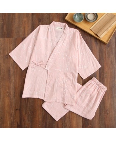 2023 seven-sleeve Japanese-style kimono pajamas set female spring and autumn 100% cotton gauze home clothes cute sweet two-p ...