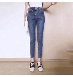 Spring Autumn High Waist Elastic Denim Pants Personality Waist Women's Slim Jeans $47.07 - Jeans