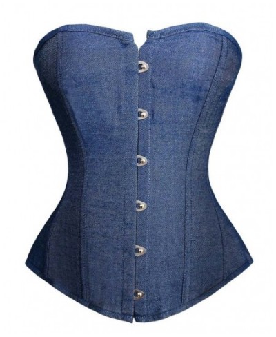 Strapless Bustier Overbust Fashion Corset Vintage Victorian Korsett Denim Lingerie Sexy Corset Top New Style Clothing $41.32 ...