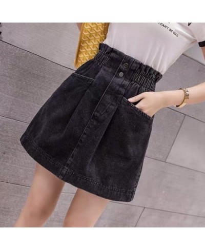 Elastic High Waist Denim Skirt 2023 Woman Skirts Mini Jean Skirts Pockets Casual Streetwear Female A-line Sexy Black Skirts $...