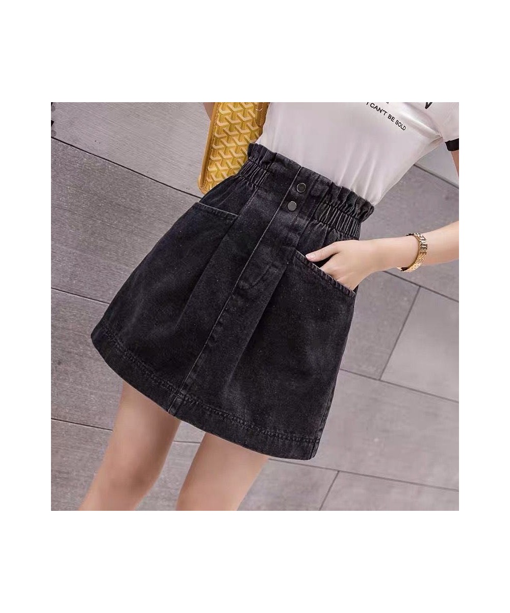 Elastic High Waist Denim Skirt 2023 Woman Skirts Mini Jean Skirts Pockets Casual Streetwear Female A-line Sexy Black Skirts $...