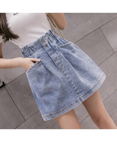 Elastic High Waist Denim Skirt 2023 Woman Skirts Mini Jean Skirts Pockets Casual Streetwear Female A-line Sexy Black Skirts $...