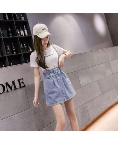 Elastic High Waist Denim Skirt 2023 Woman Skirts Mini Jean Skirts Pockets Casual Streetwear Female A-line Sexy Black Skirts $...