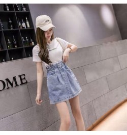 Elastic High Waist Denim Skirt 2023 Woman Skirts Mini Jean Skirts Pockets Casual Streetwear Female A-line Sexy Black Skirts $...