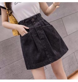 Elastic High Waist Denim Skirt 2023 Woman Skirts Mini Jean Skirts Pockets Casual Streetwear Female A-line Sexy Black Skirts $...