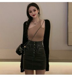 Denim Skirt Female Design Sense High Waist Short Skirt 2022 New Spring and Autumn Thin Package Hip Skirt Wild A-line Skirt $3...