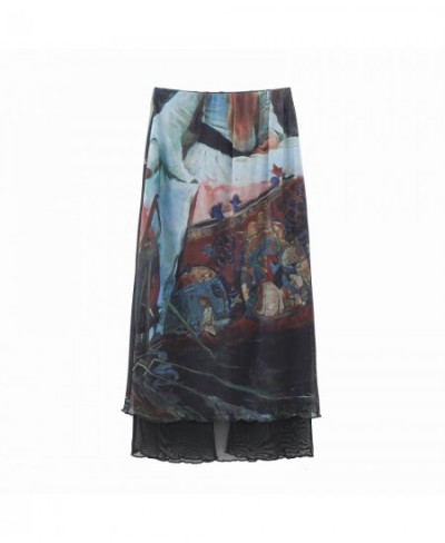 Print Tulle Skirt Woman High Waist Long Skirt Women Vintage Midi Skirts for Women Summer 2023 Mesh Evening Women Skirt Sets $...