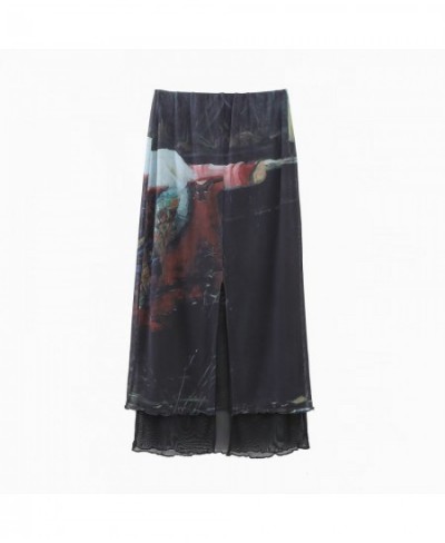 Print Tulle Skirt Woman High Waist Long Skirt Women Vintage Midi Skirts for Women Summer 2023 Mesh Evening Women Skirt Sets $...