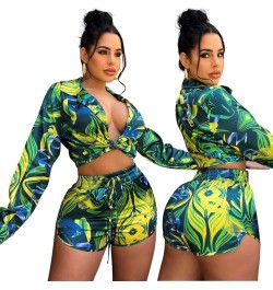 Casaul Women Tracksuit Biker Two Piece Set Print Shirt + Short Pants Streetwear Matching Set Clothes For Women Outfit $40.63 ...