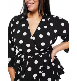 Plus Size Half Ruffle Sleeve Summer Fashion Chic T-shirt Women Sexy V-neck Polka Dot Print Wrap Tunic Tops Female Large Size ...