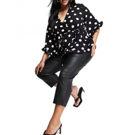 Plus Size Half Ruffle Sleeve Summer Fashion Chic T-shirt Women Sexy V-neck Polka Dot Print Wrap Tunic Tops Female Large Size ...